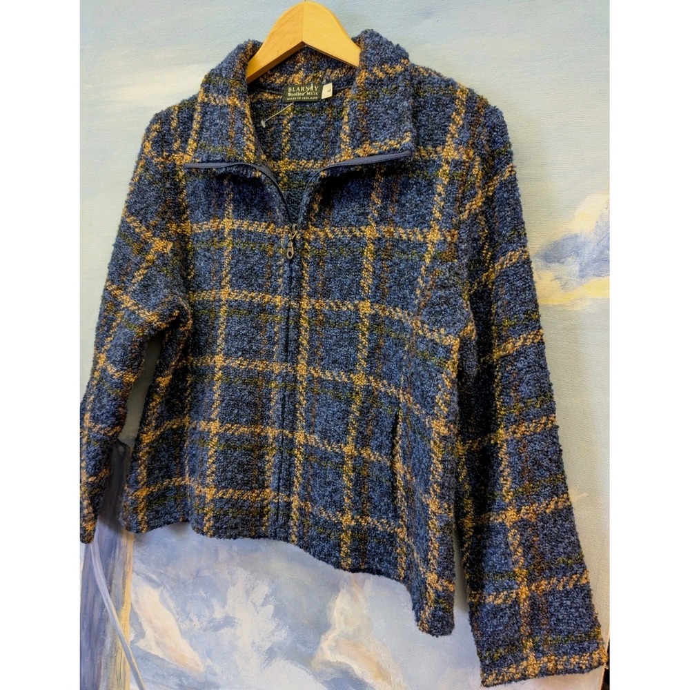 NEW! Blarney Woolen Mills L Chunky Window Pane Tweed Jacket